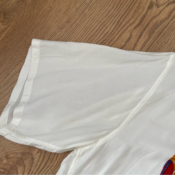 Vintage Hom La Mode Des Gagneurs Tie Print Shirt Size M 46” White Multi Quirky - Picture 6 of 10